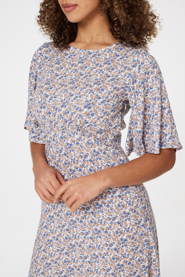 Angel - Floral Sleeved Midi Dress