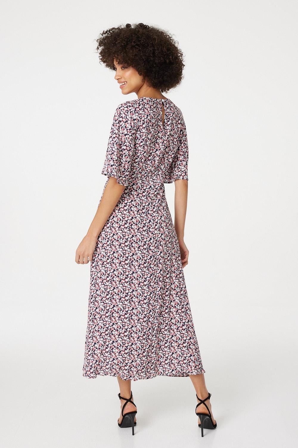 Angel - Floral Sleeved Midi Dress