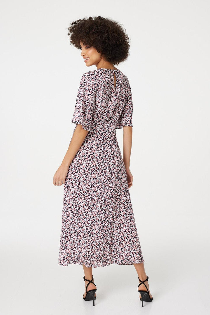 Angel - Floral Sleeved Midi Dress
