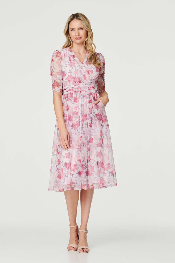 Charlotte - Floral Wrap Front Tea Dress
