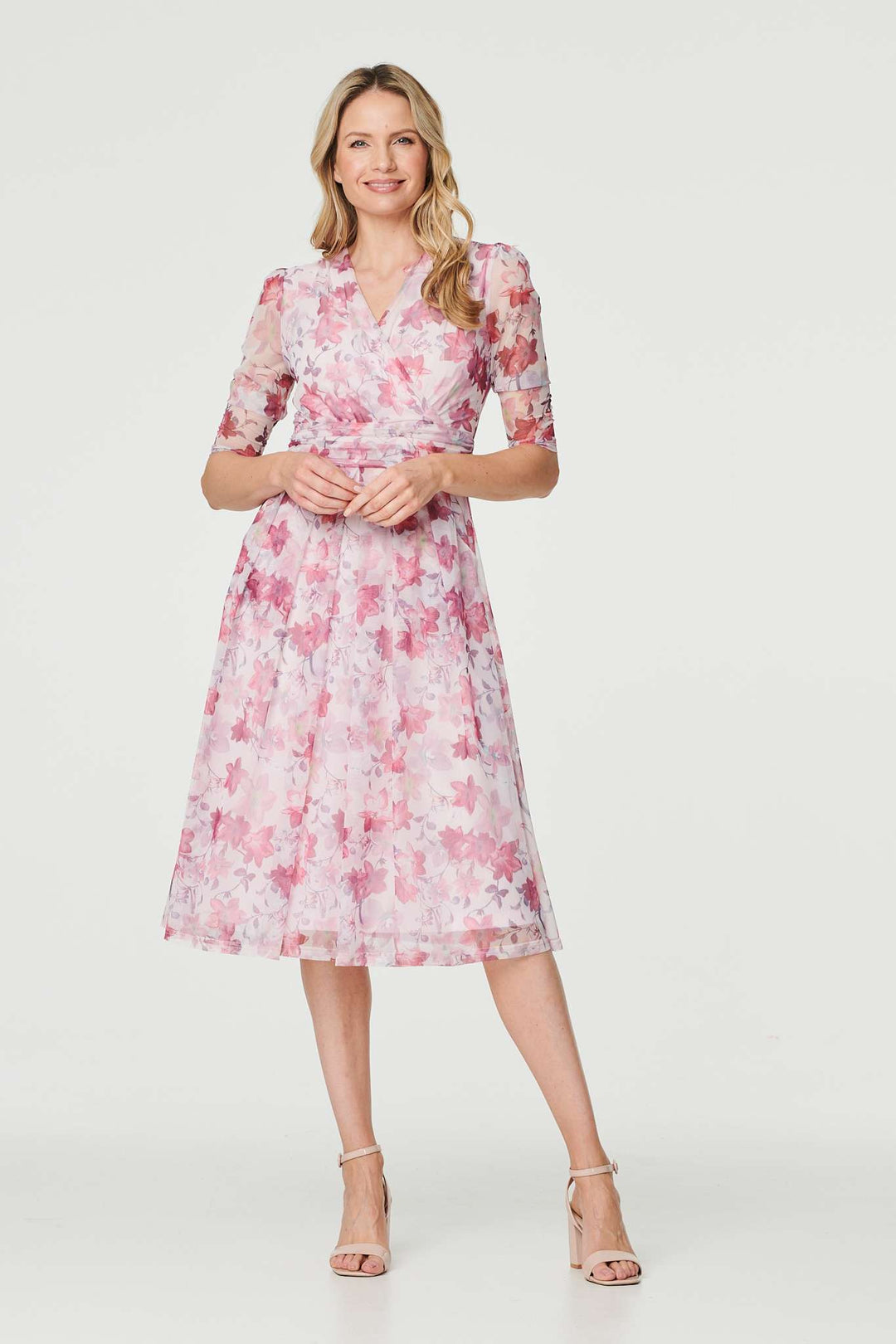 Charlotte - Floral Wrap Front Tea Dress