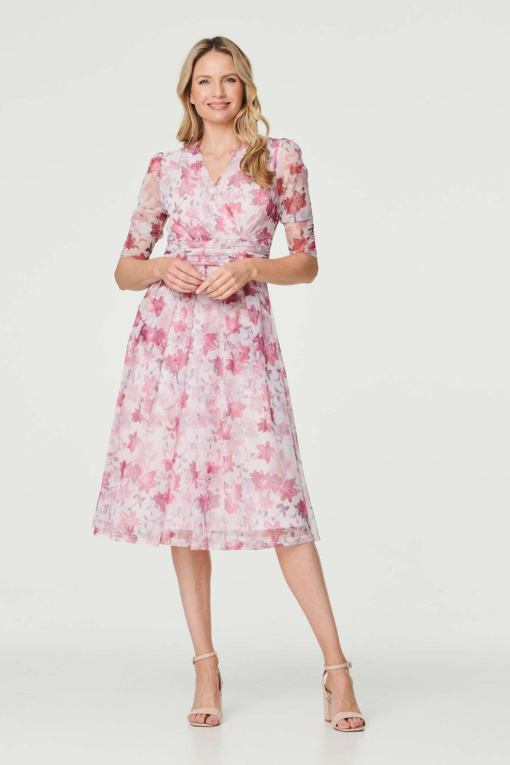Charlotte - Floral Wrap Front Tea Dress