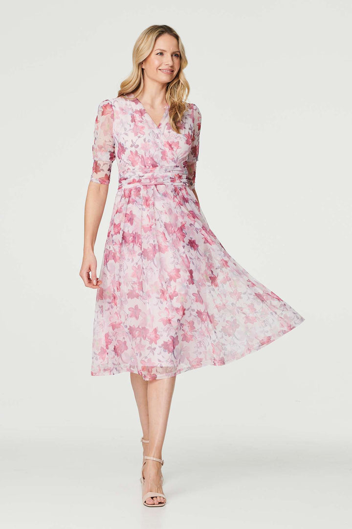 Charlotte - Floral Wrap Front Tea Dress