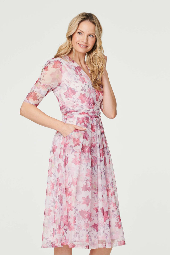 Charlotte - Floral Wrap Front Tea Dress