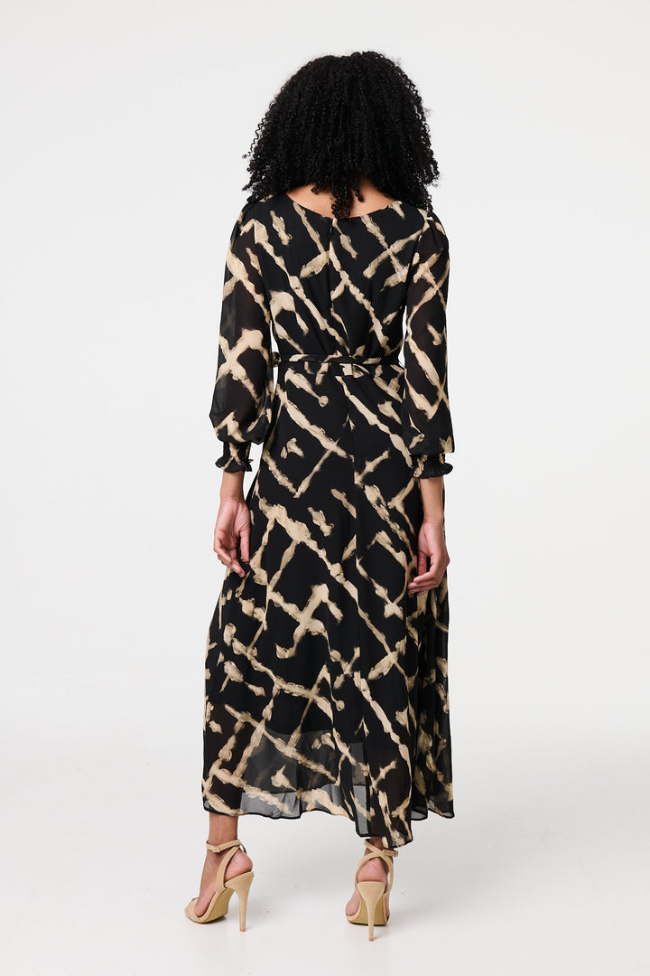 Evelyn -  Long Sleeve Tie Waist Maxi Dress