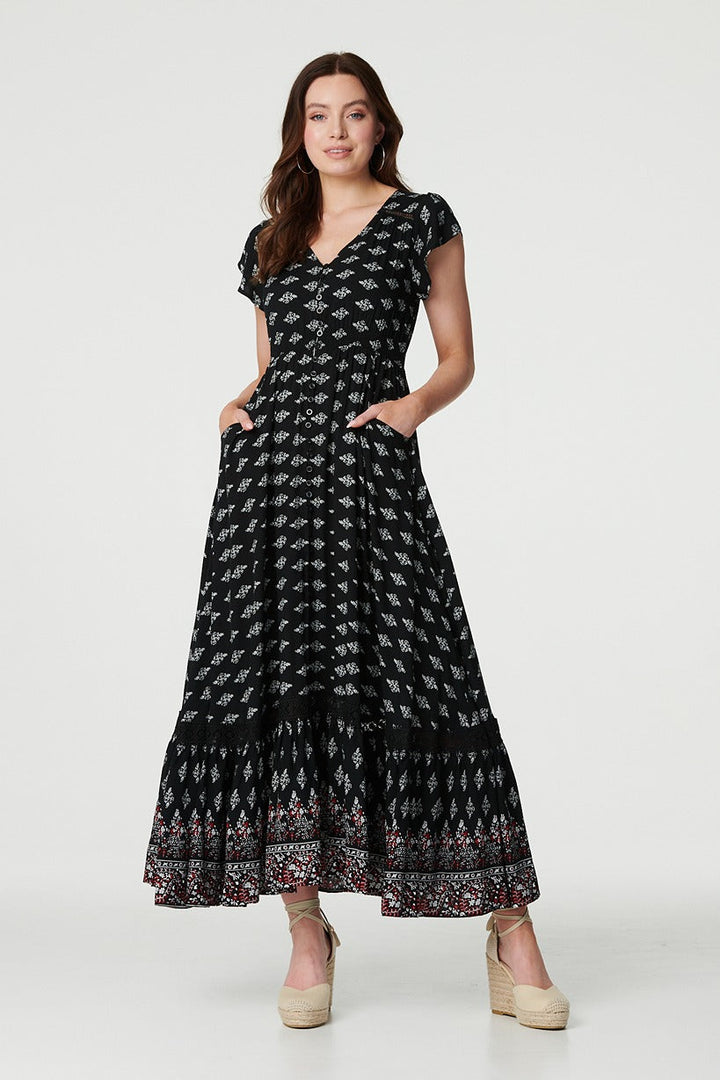 Freya - Lace Hem V-Neck Maxi Dress