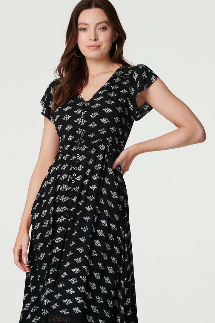 Freya - Lace Hem V-Neck Maxi Dress