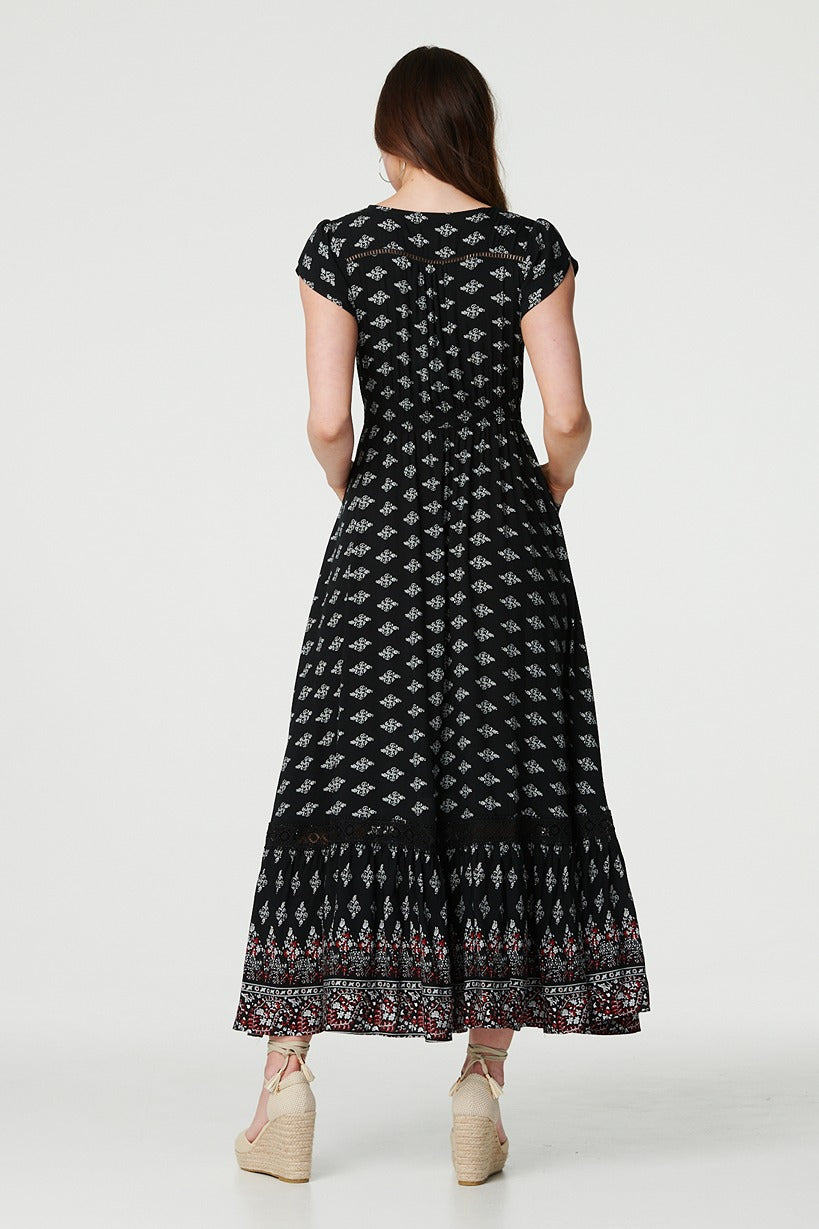 Freya - Lace Hem V-Neck Maxi Dress