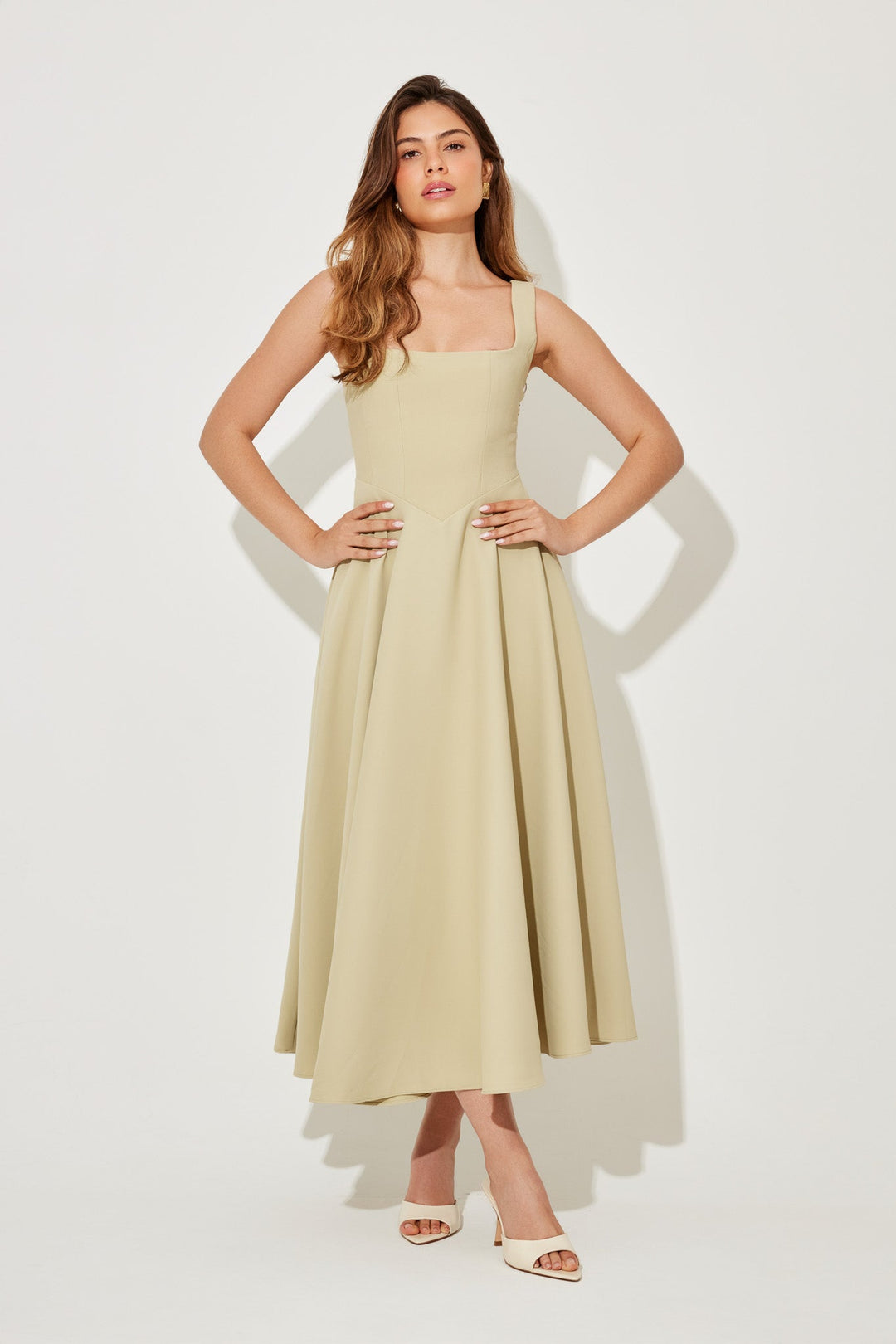 Celina | Elegant Square Neck Midi Dress