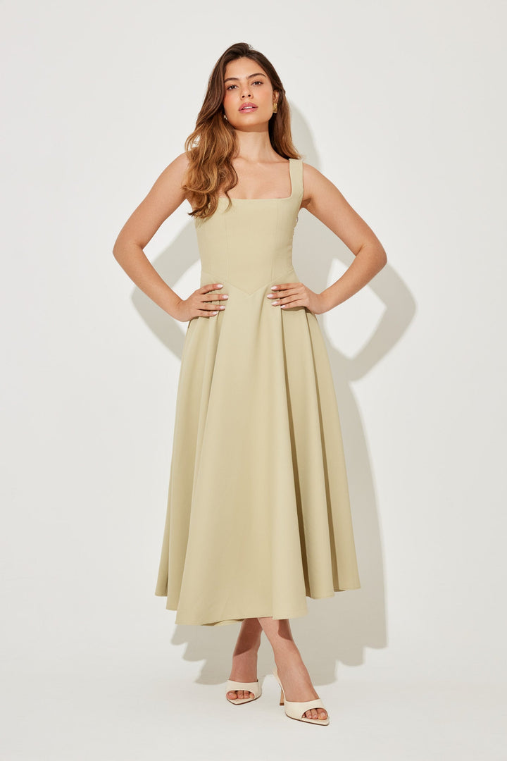 Celina | Elegant Square Neck Midi Dress
