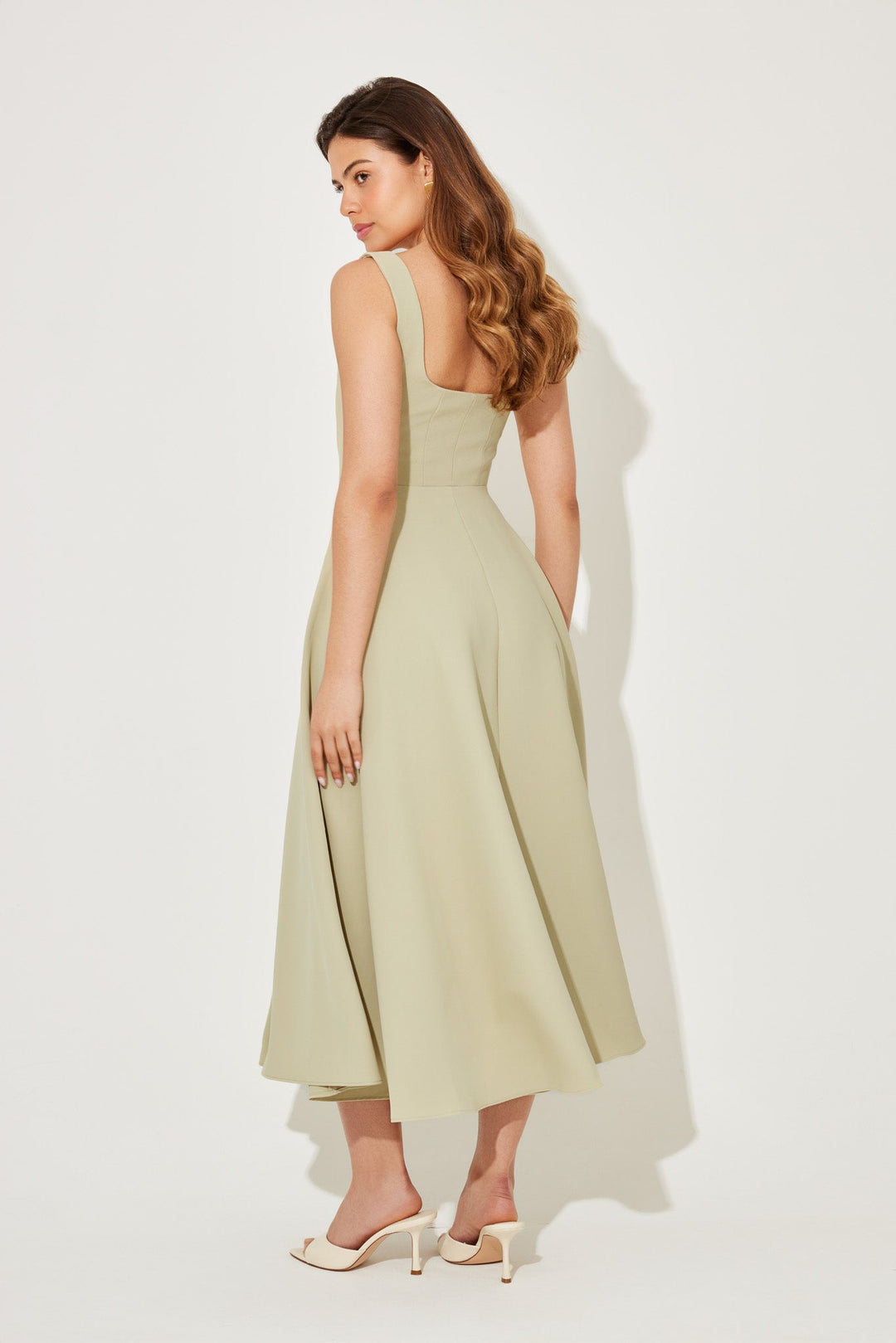 Celina | Elegant Square Neck Midi Dress