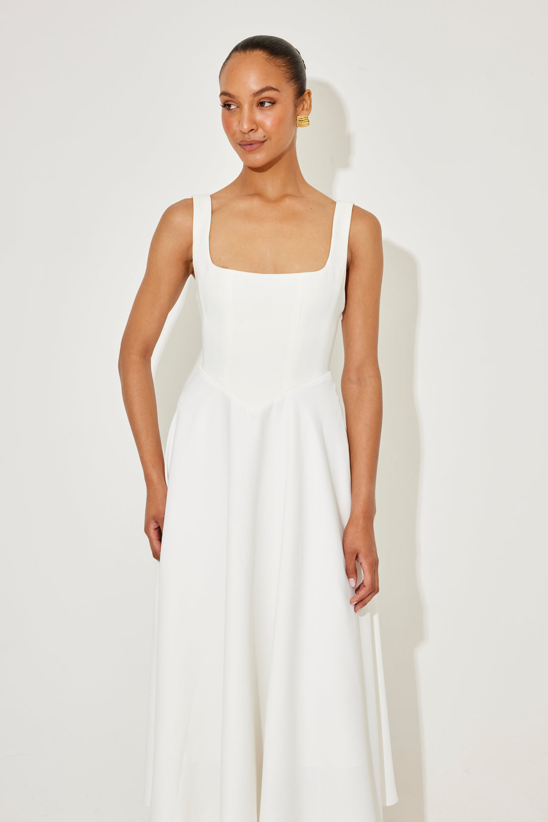 Celina | Elegant Square Neck Midi Dress