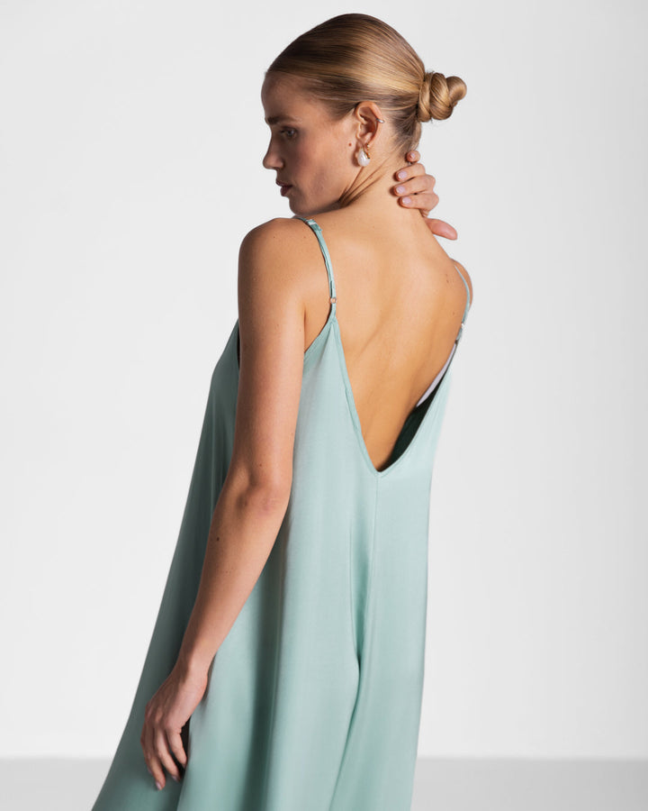Audrey | Satin Jumpsuit Mint
