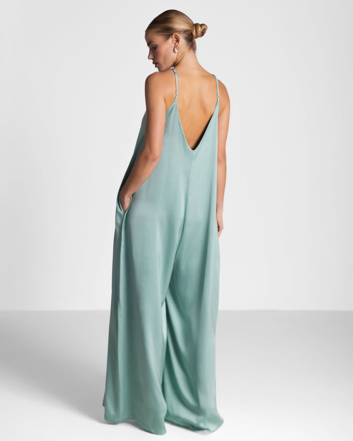 Audrey | Satin Jumpsuit Mint