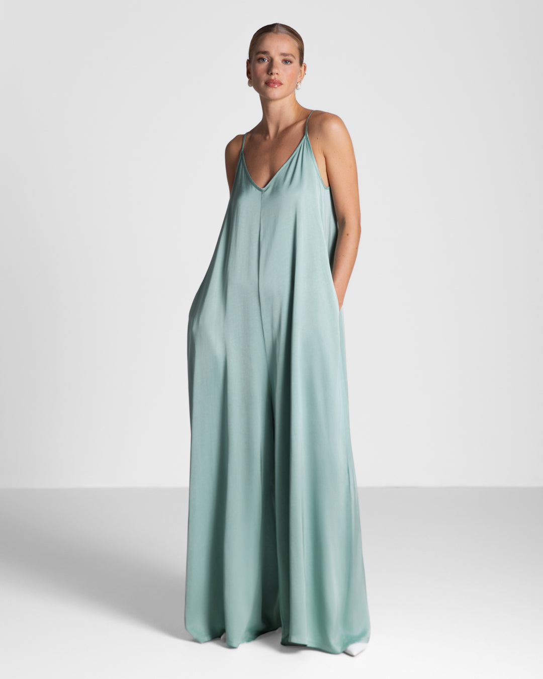 Audrey | Satin Jumpsuit Mint