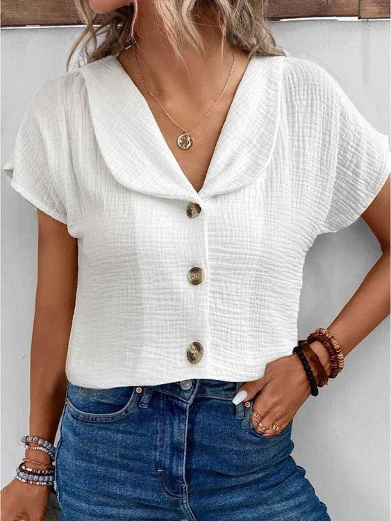 Celestine | Buttoned Cropped Women’s Blouse