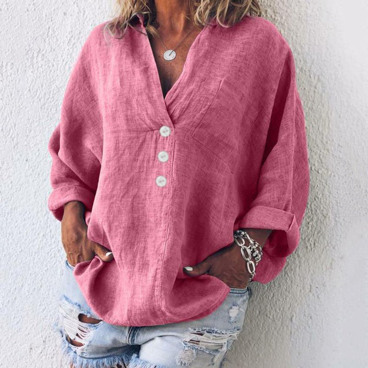 Colleen Stylish Cotton Linen Pullover