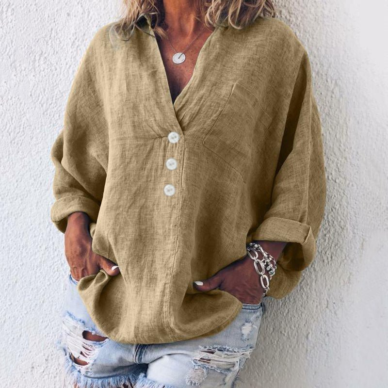 Colleen Stylish Cotton Linen Pullover
