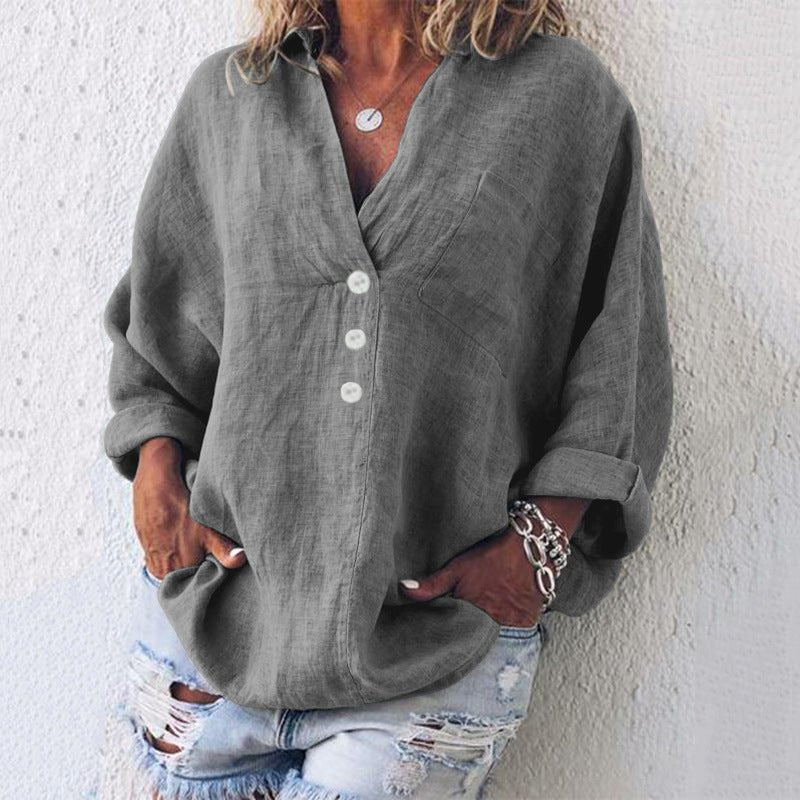 Colleen Stylish Cotton Linen Pullover