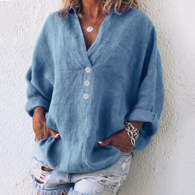 Colleen Stylish Cotton Linen Pullover