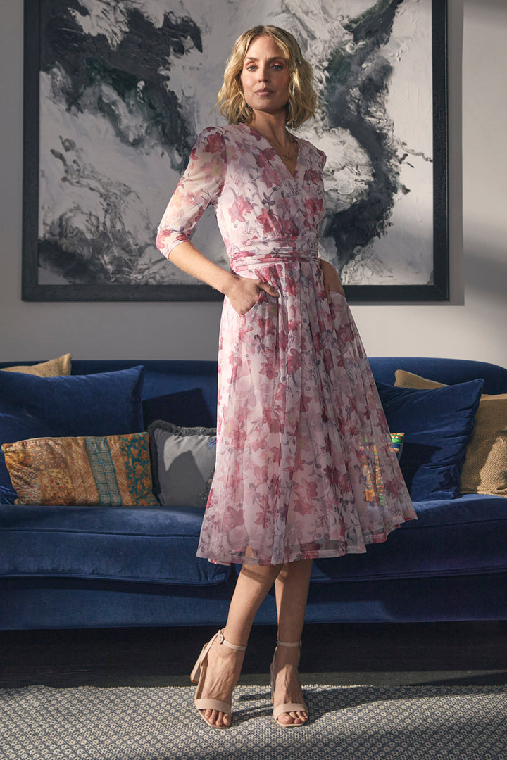 Charlotte - Floral Wrap Front Tea Dress