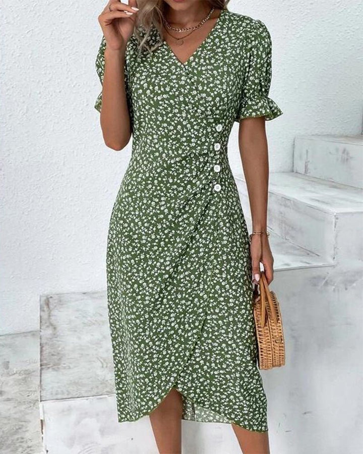 Isolde - Floral V-Neck Dress