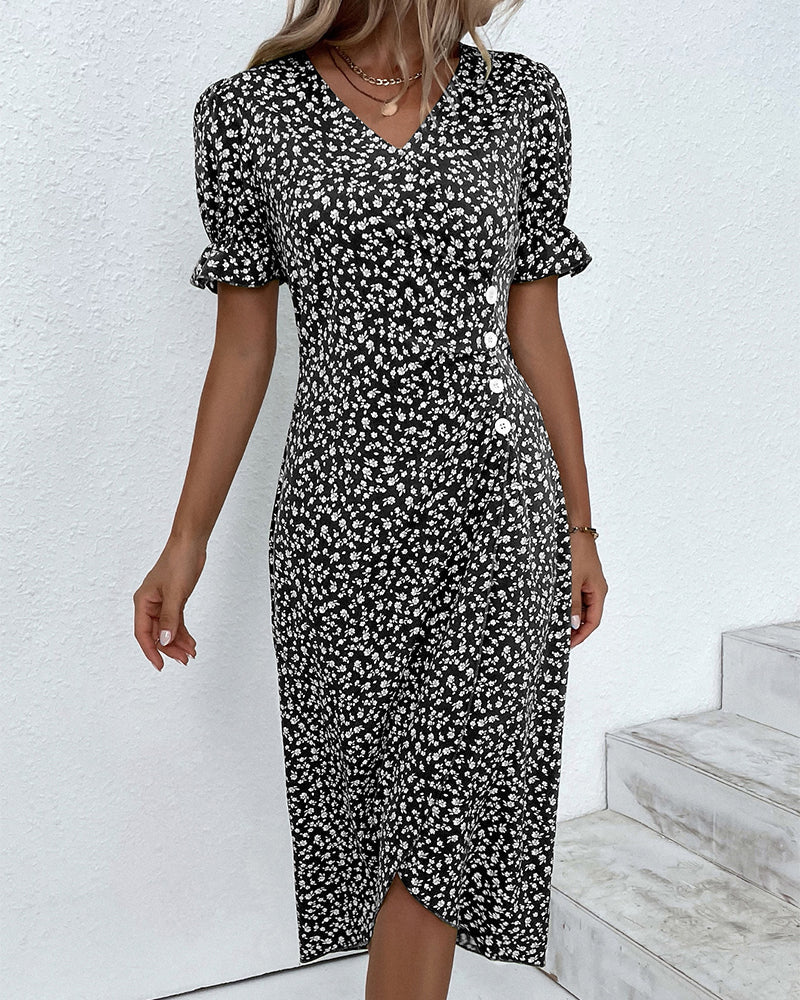 Isolde - Floral V-Neck Dress