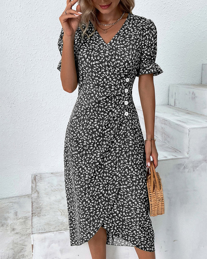 Isolde - Floral V-Neck Dress