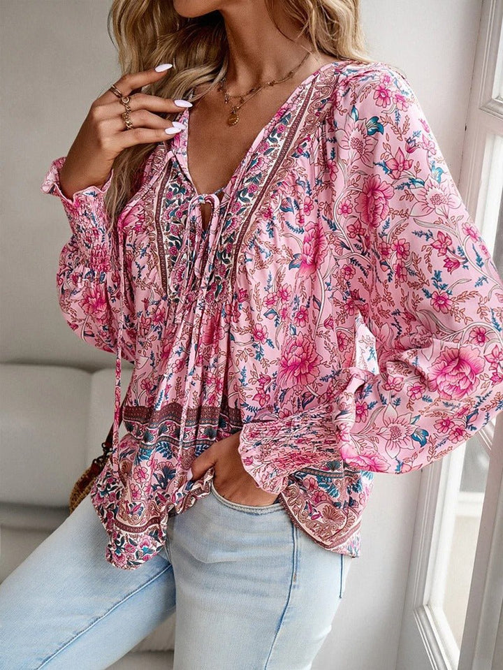 Maelis | Floral Boho Peasant Blouse