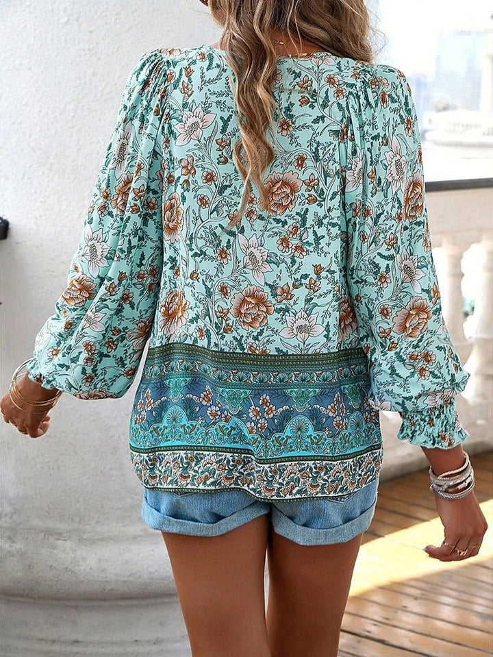 Maelis | Floral Boho Peasant Blouse
