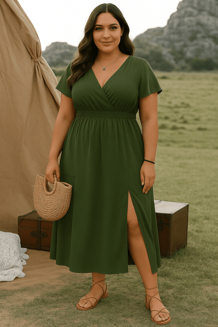 Bella - Casual V-Neck Tummy Covering Dress
