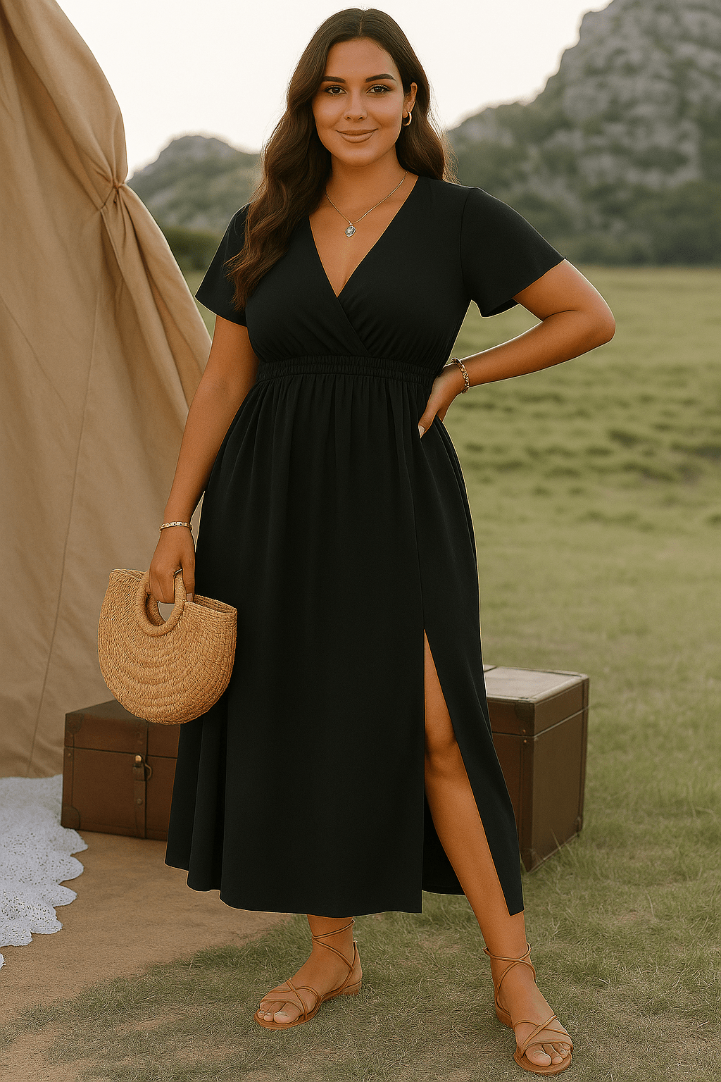 Bella - Casual V-Neck Tummy Covering Dress