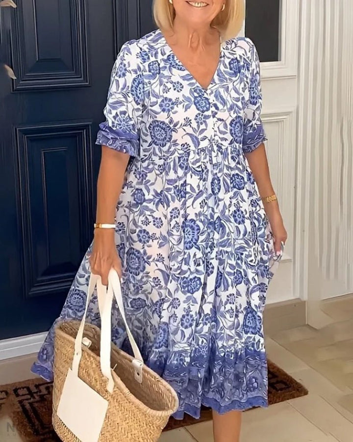 Serena - Floral V-Neck Cover Dress