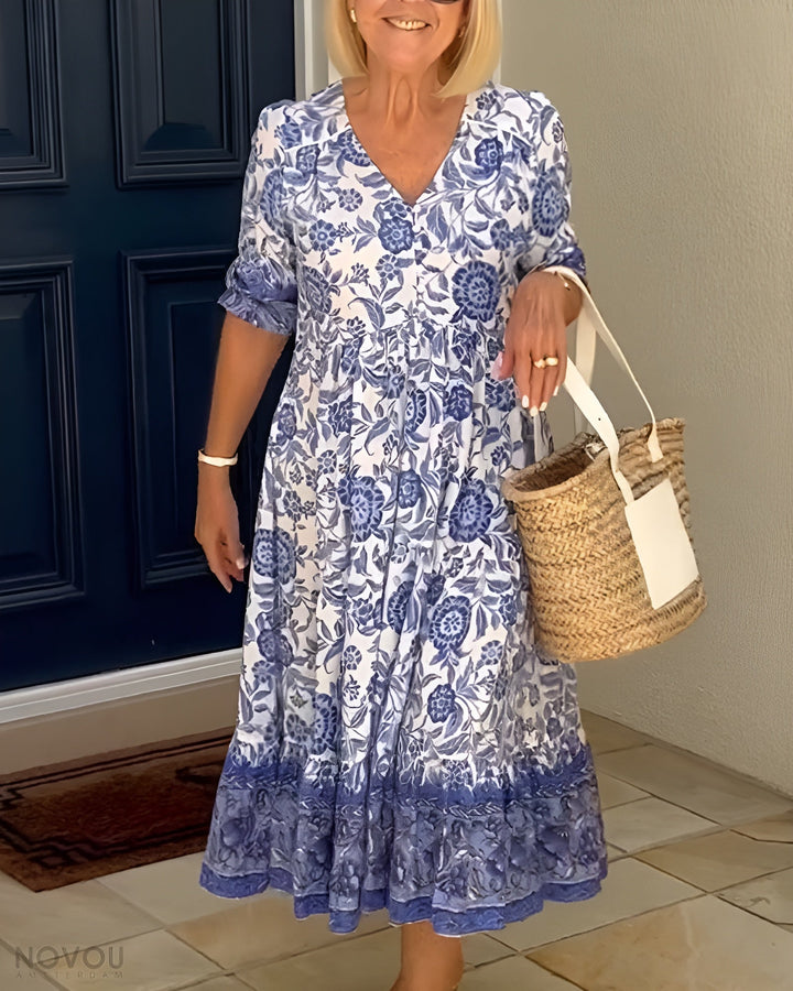 Serena - Floral V-Neck Cover Dress