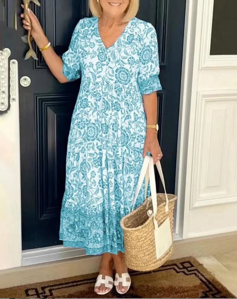 Serena - Floral V-Neck Cover Dress