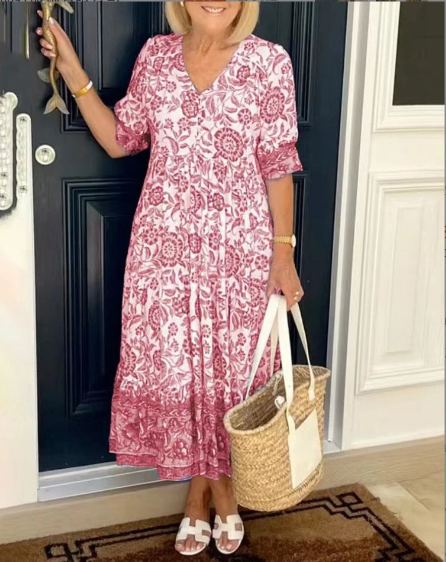 Serena - Floral V-Neck Cover Dress