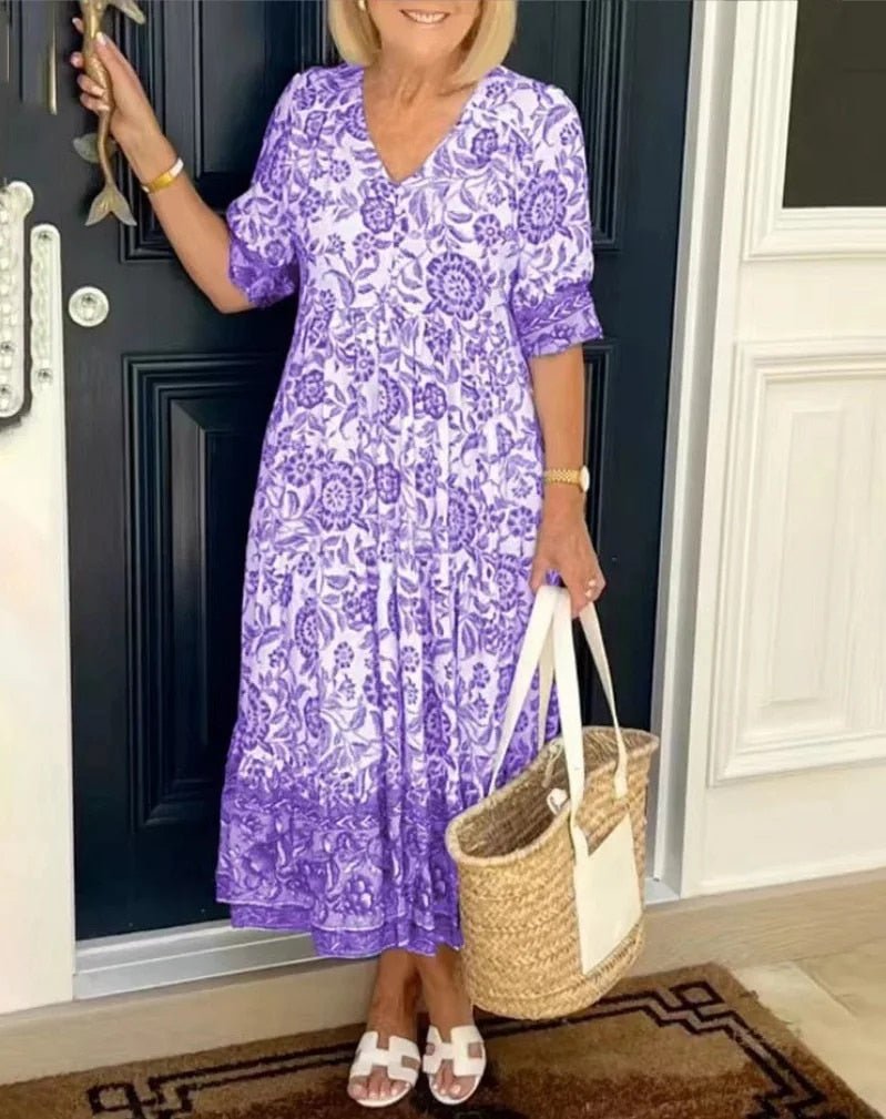 Serena - Floral V-Neck Cover Dress