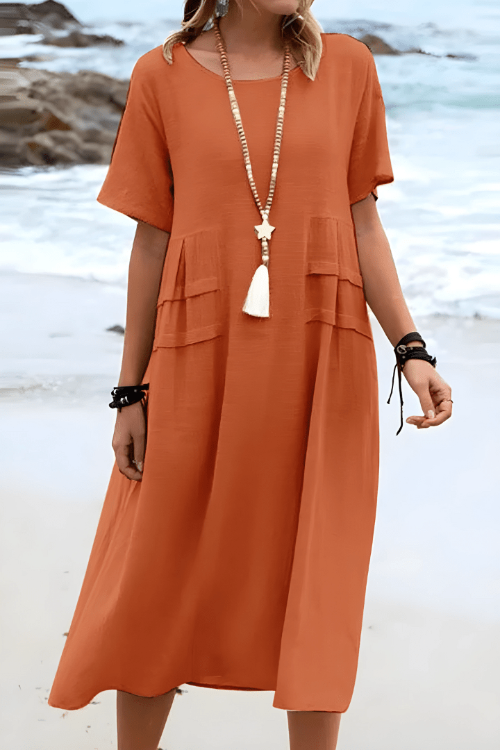 Elira - Boho Loose-Fit Midi Dress