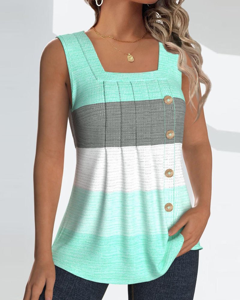 Sienna | Striped Pleated Tank Top