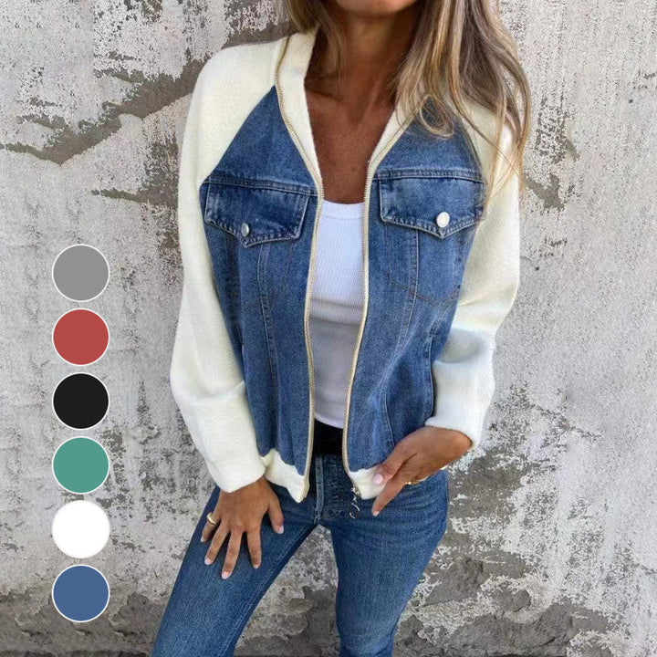 Lilia | Zippered Denim Jacket