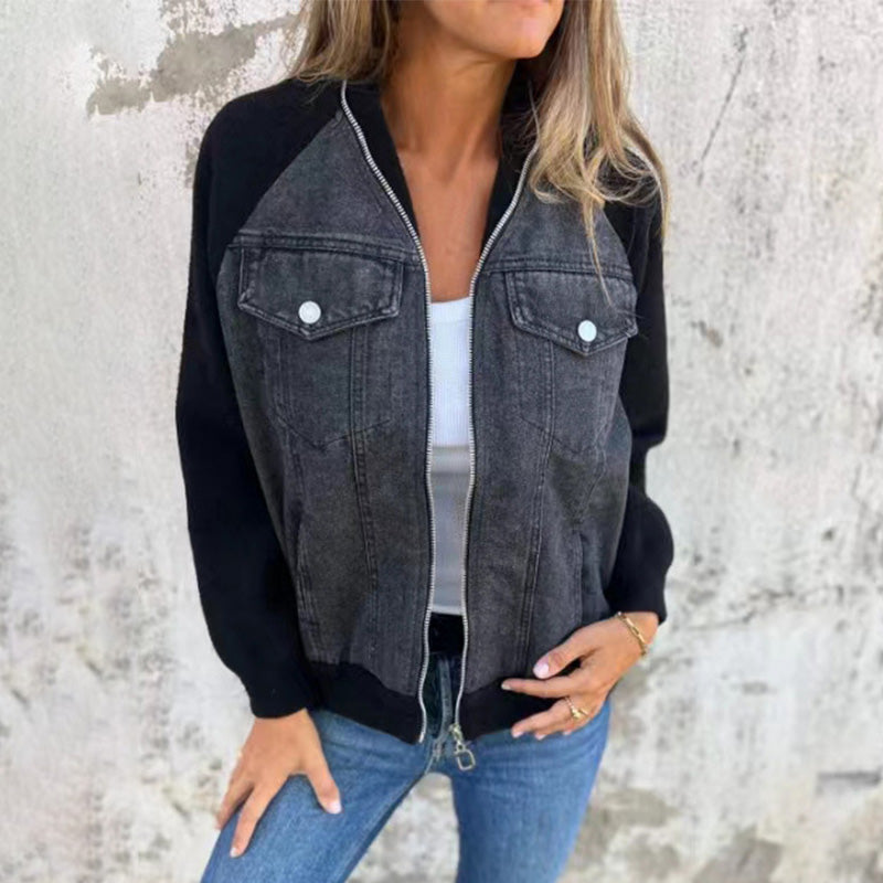 Lilia | Zippered Denim Jacket