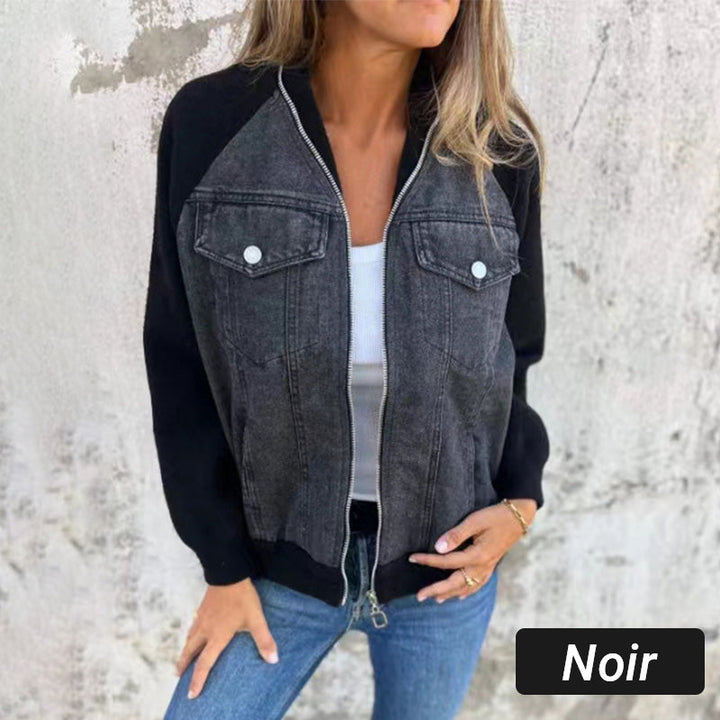 Lilia | Zippered Denim Jacket