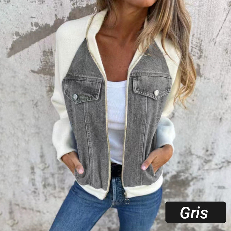 Lilia | Zippered Denim Jacket