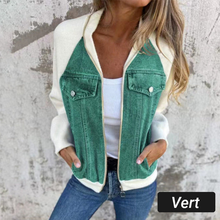 Lilia | Zippered Denim Jacket