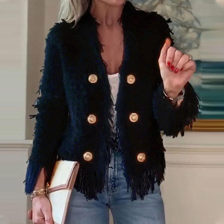 Aria – Women’s Fashion Tassel Button Short Coat