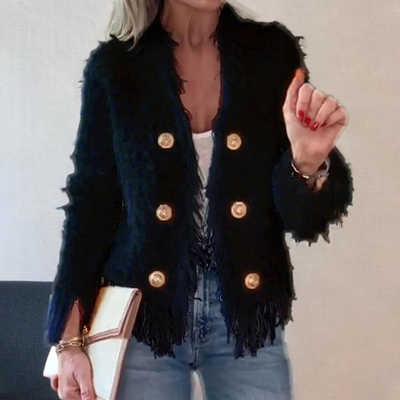 Aria – Women’s Fashion Tassel Button Short Coat