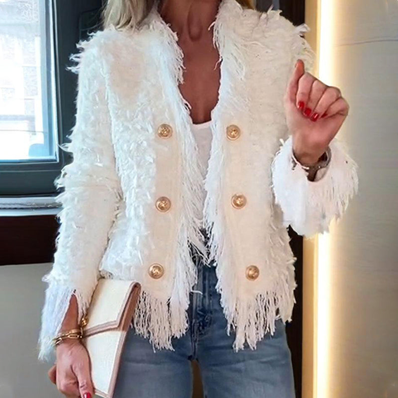 Aria – Women’s Fashion Tassel Button Short Coat
