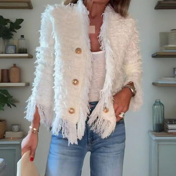 Aria – Women’s Fashion Tassel Button Short Coat