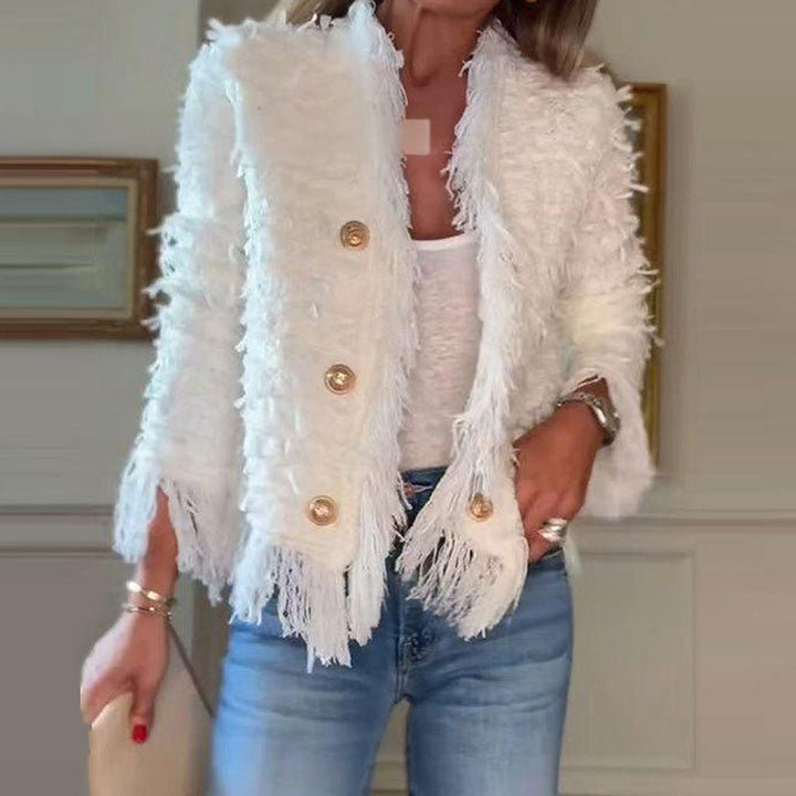 Aria – Women’s Fashion Tassel Button Short Coat