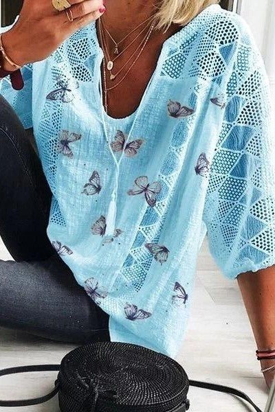 Stella | Butterfly V-neck Blouse